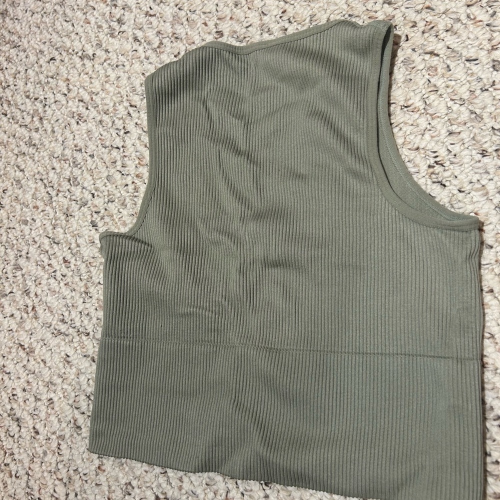 Dynamite Sage Green Kelly Ribbed Cropped Tank - Picture 2 of 3